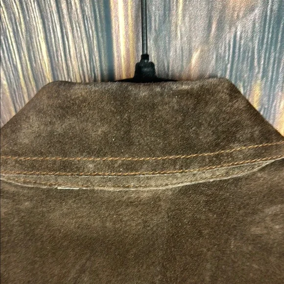 Brown Leather Jacket with Textured Fabric and Casual Style - Picture 7 of 12